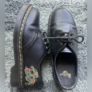DR MARTENS 1461 Smooth Leather Snake Embroidered Oxford Shoes